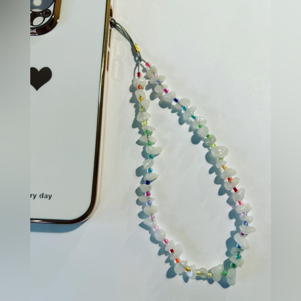 White Jade Rainbow Phone Chain